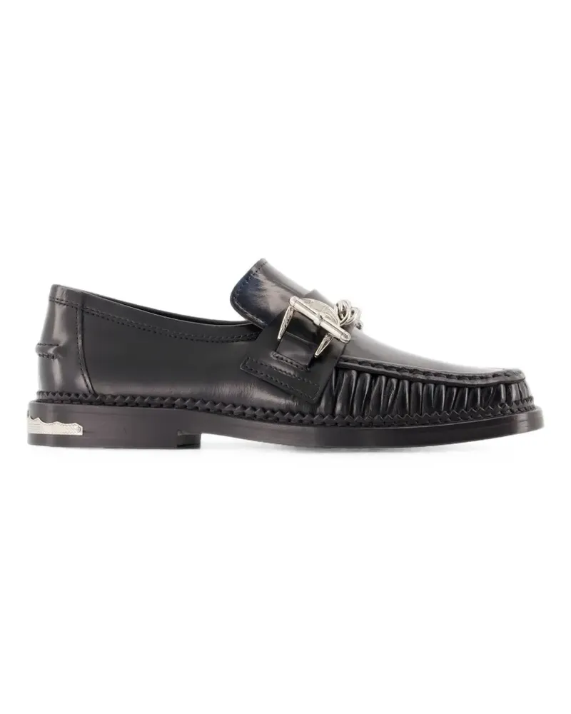 Toga chain-embellished ruched leather loafers - Schwarz Schwarz