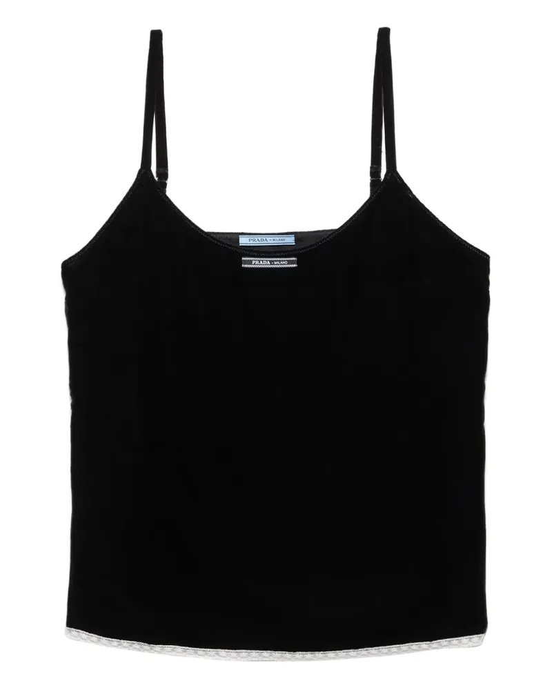 Prada Samtoberteil mit Logo-Etikett - Schwarz Schwarz