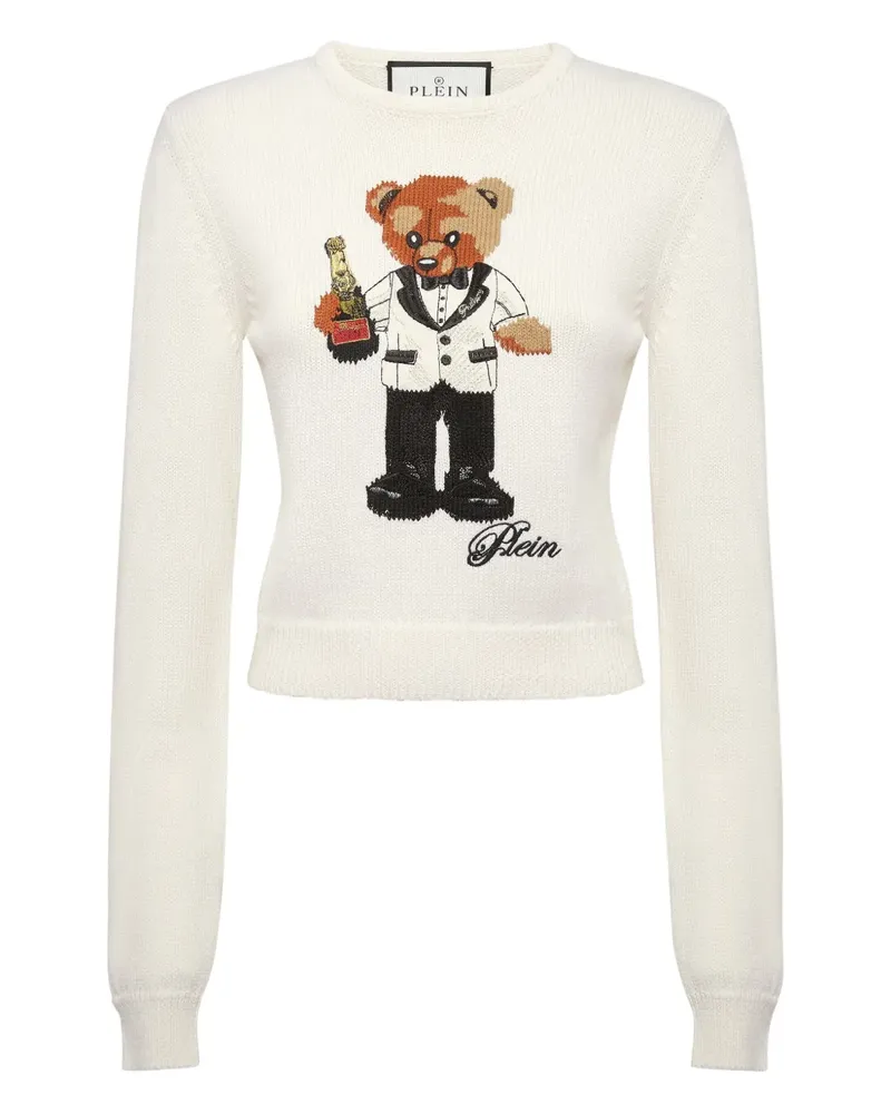Philipp Plein Pullover mit Teddy-Stickerei - Weiß Weiß