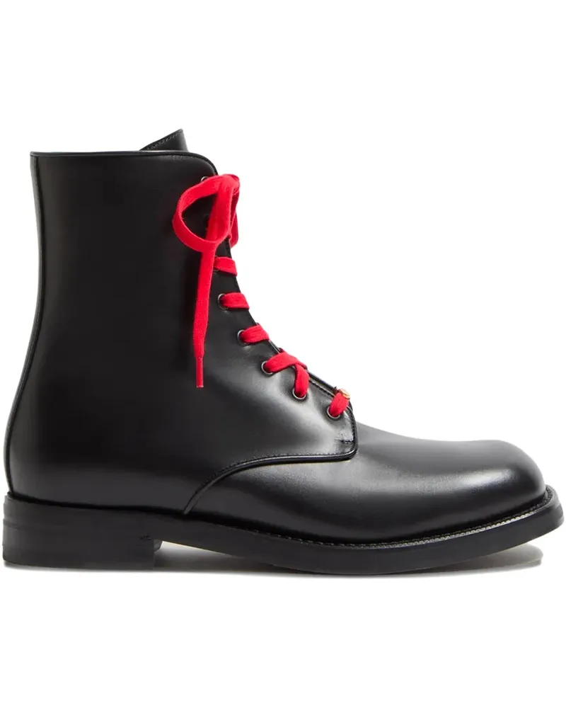 Valentino Garavani Schnürstiefel aus Leder - Schwarz Schwarz