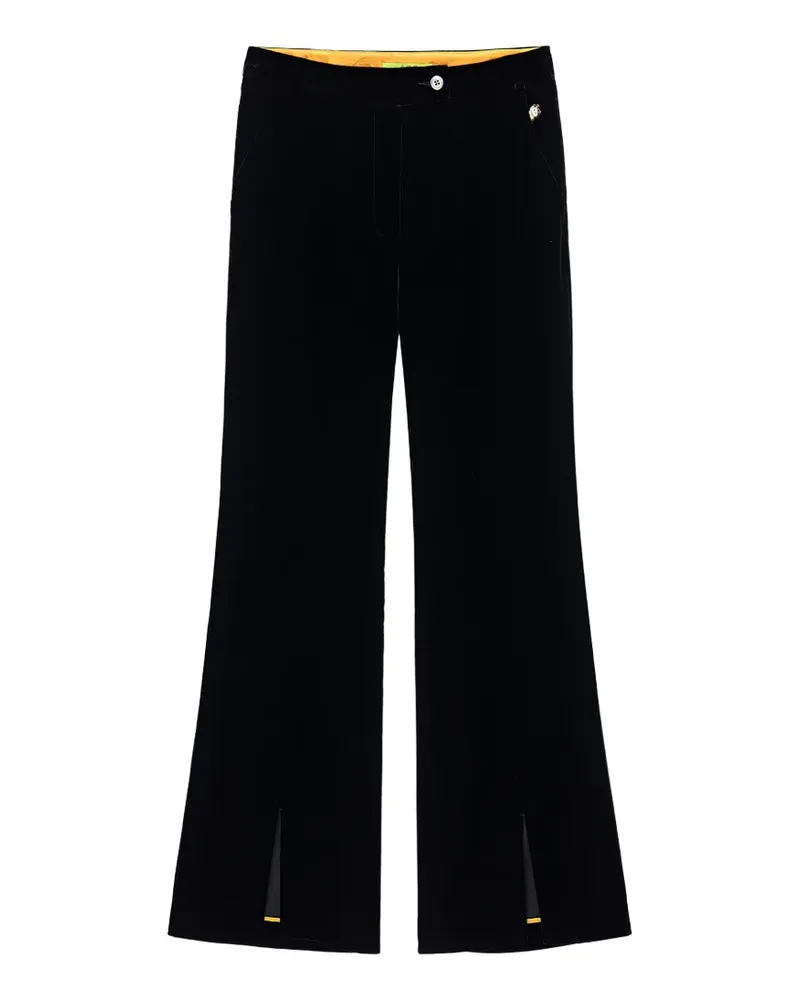 Shanghai Tang Meow Meow Hose mit Samtoptik - Schwarz Schwarz