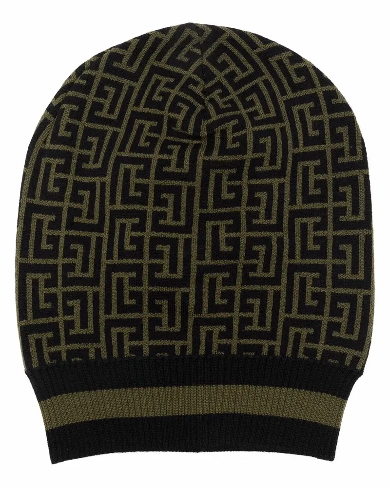 Balmain Strickmütze mit Monogramm - Schwarz Schwarz