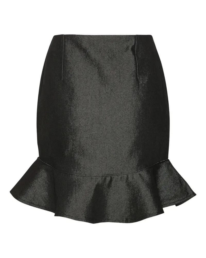 ROTATE Birger Christensen ruffle-denim mini skirt - Schwarz Schwarz