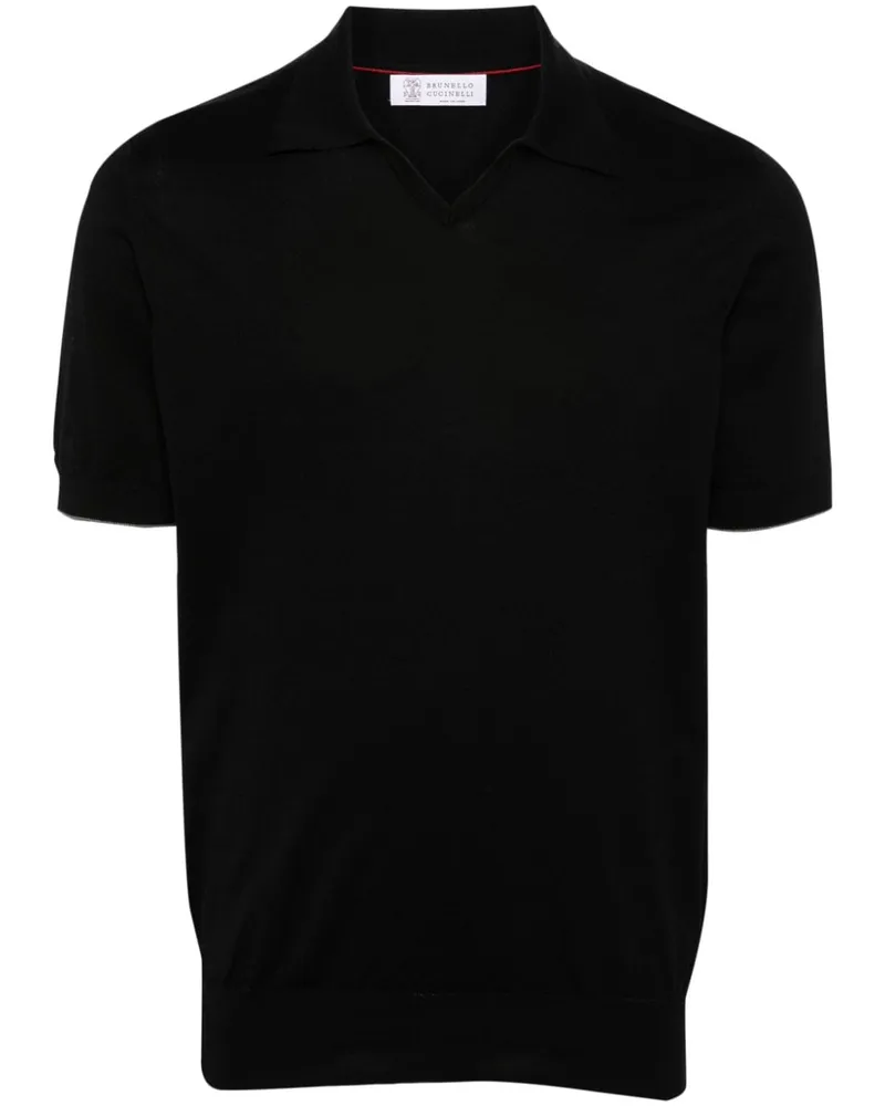 Brunello Cucinelli Klassisches Poloshirt - Schwarz Schwarz