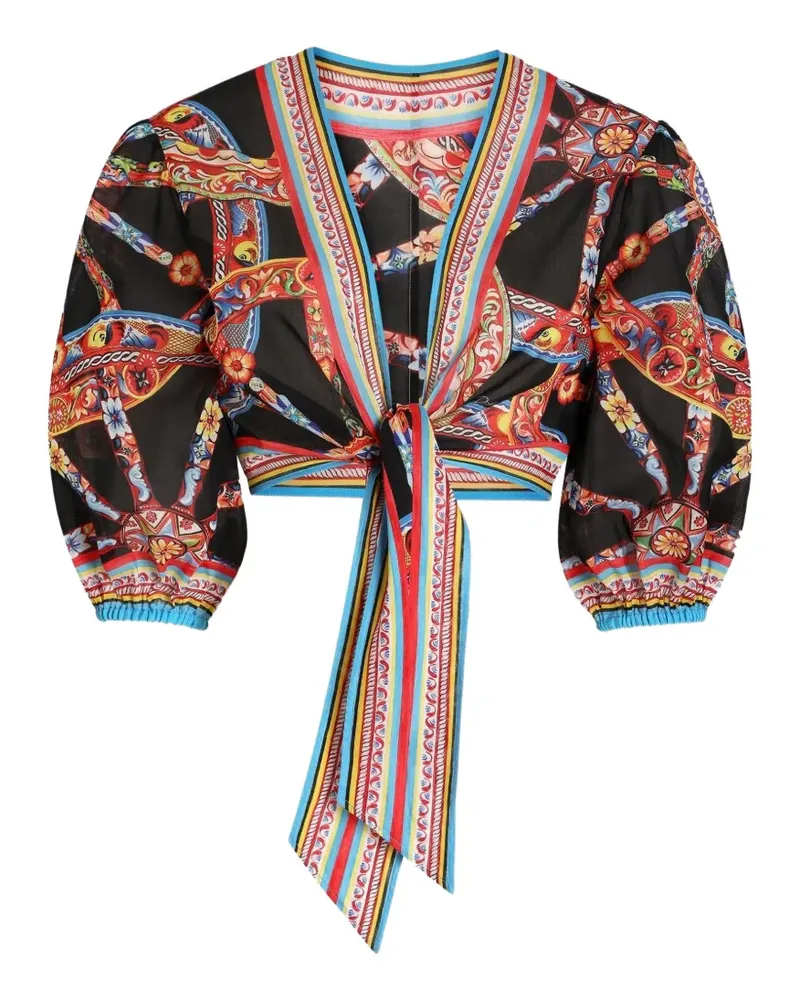 Dolce & Gabbana Batist-Oberteil mit Carretto-Print - Schwarz Schwarz
