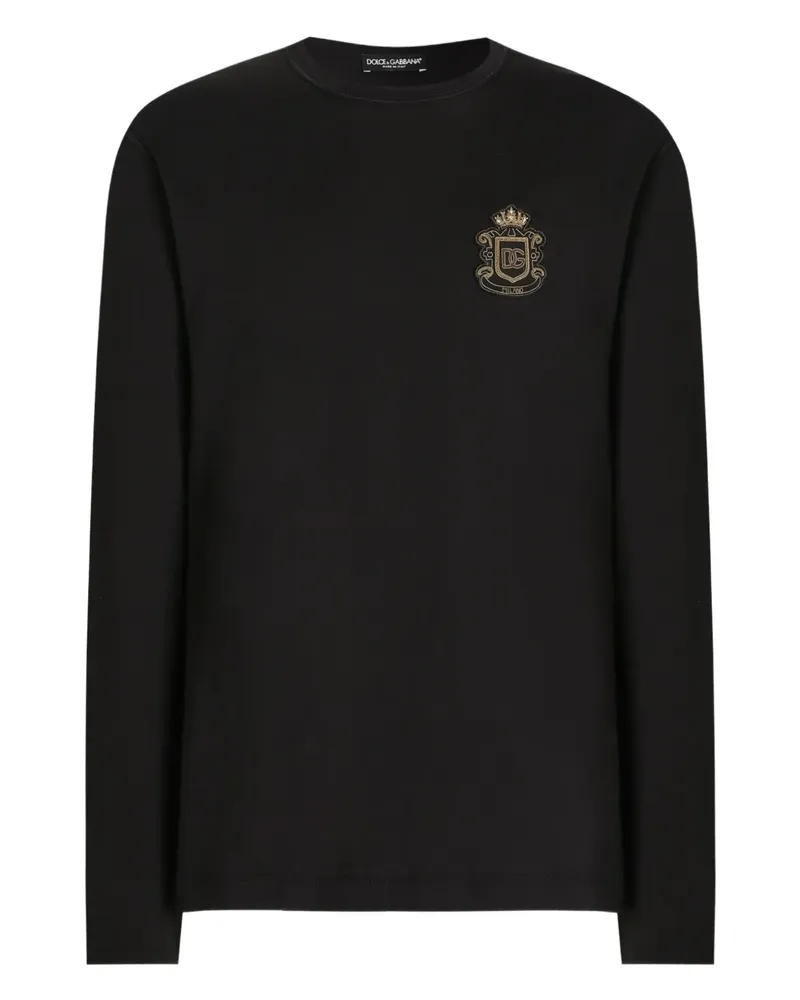 Dolce & Gabbana Langarmshirt mit Logo-Patch - Schwarz Schwarz