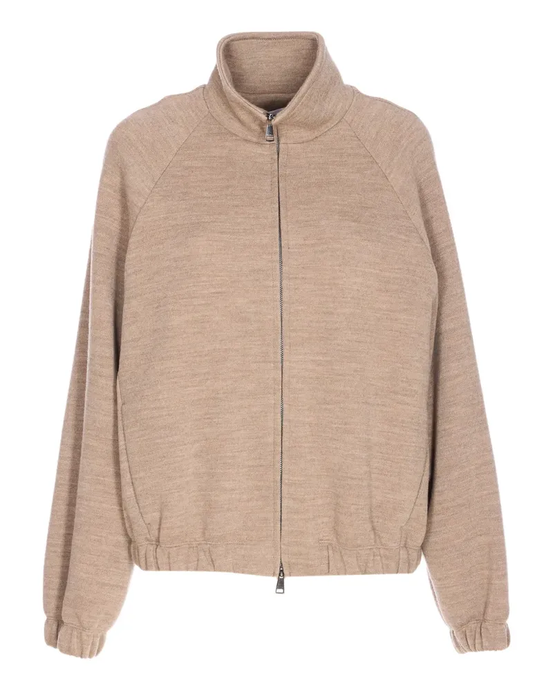 Max Mara Sweatshirt mit Reißverschluss - Nude Nude