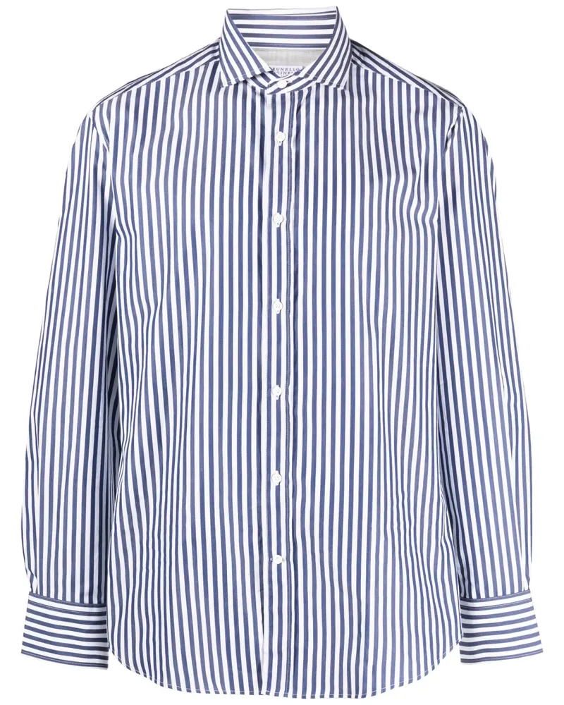 Brunello Cucinelli Gestreiftes Hemd - Blau Blau