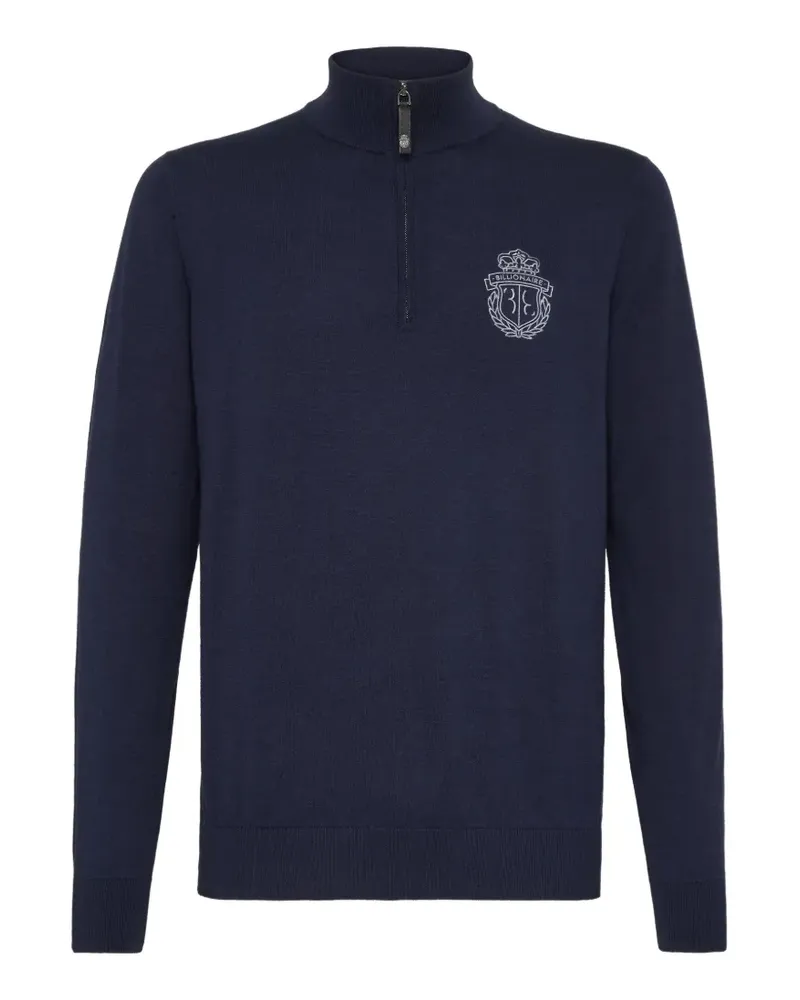 Billionaire logo-embroidered half-zip sweater - Blau Blau