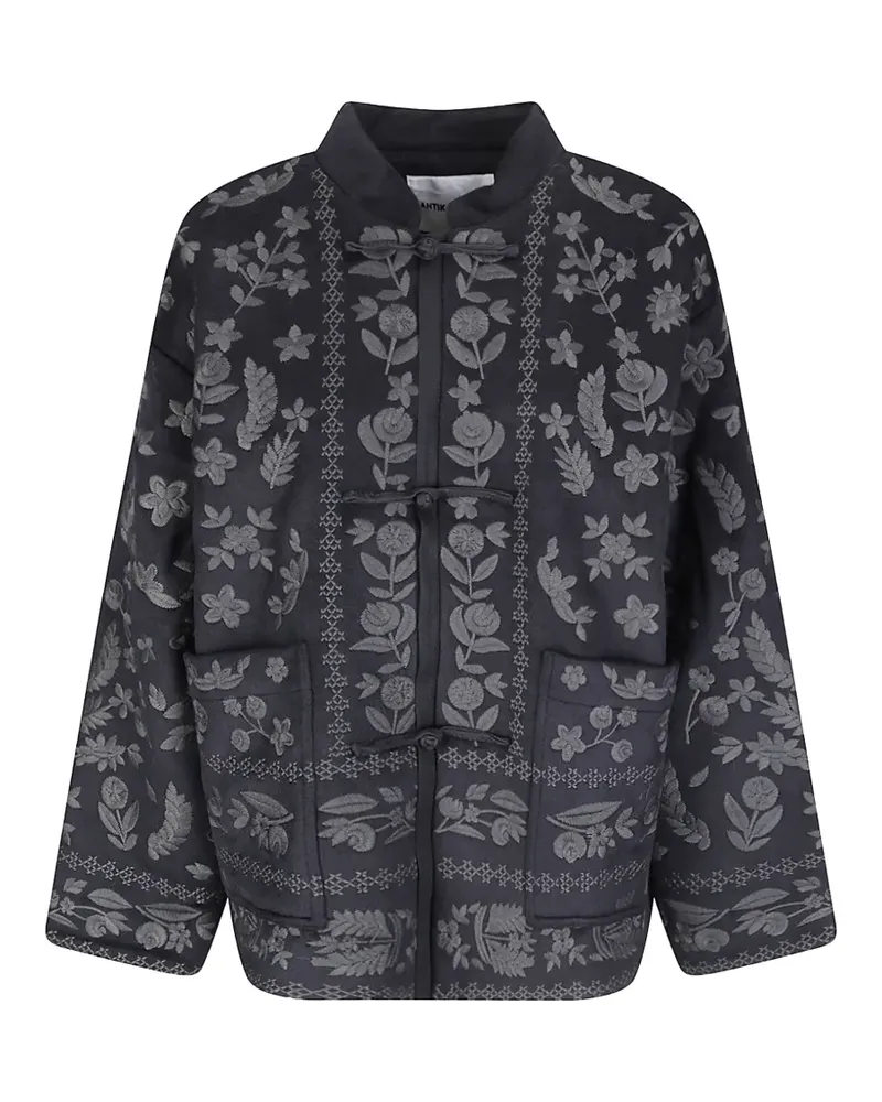 Antik Batik Bertille Jacke mit Blumenstickerei - Schwarz Schwarz