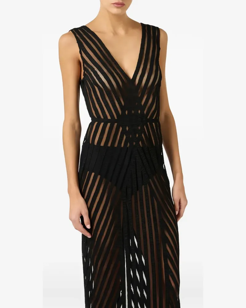 Elisabetta Franchi ribbon V-neck maxi dress - Schwarz Schwarz