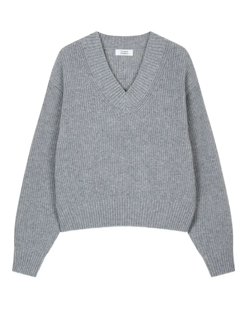 STUDIO TOMBOY Pullover mit V-Ausschnitt - Grau Grau