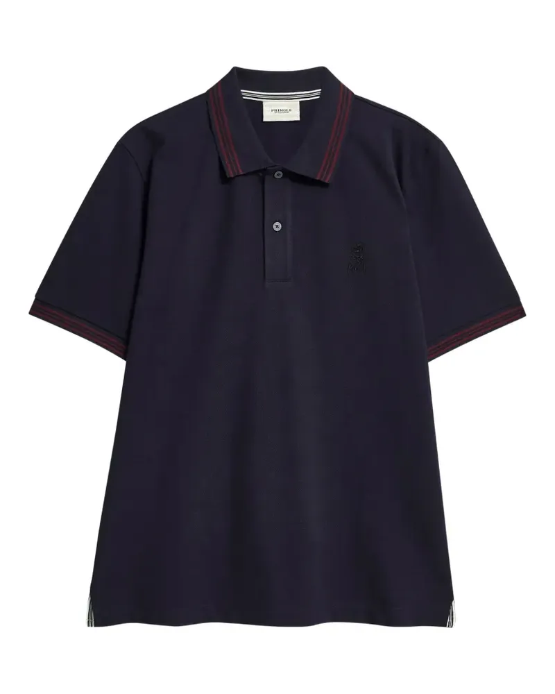 Pringle of Scotland logo-embroidered tipped polo shirt - Blau Blau