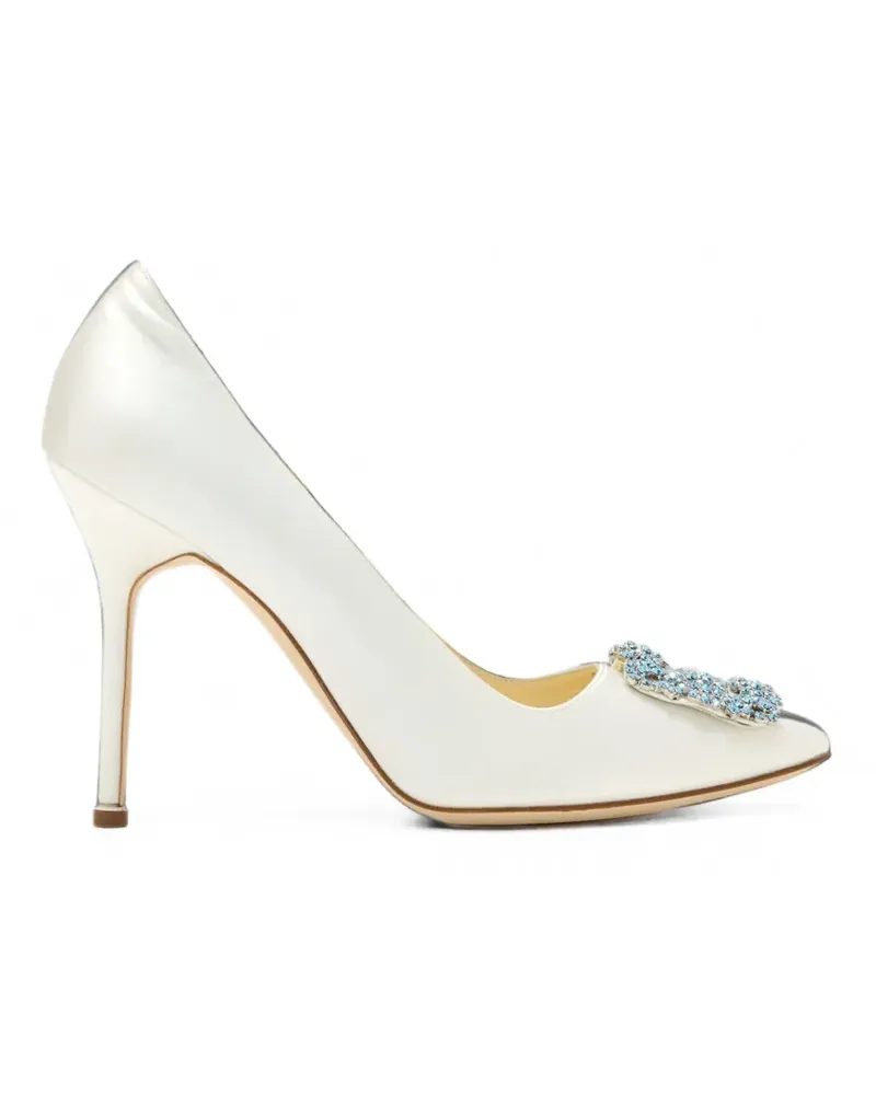 Manolo Blahnik Hangisi Pumps mit Kristallen - Weiß Weiß