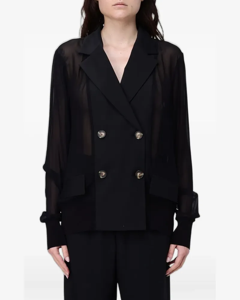 MEIMEIJ double-breasted sheer jacket - Schwarz Schwarz