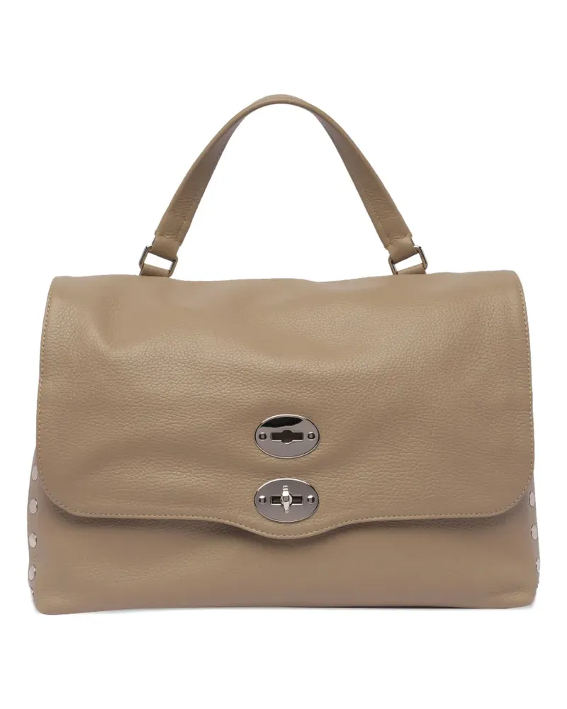Zanellato stud-embellished turn-lock clutch bag - Braun Braun