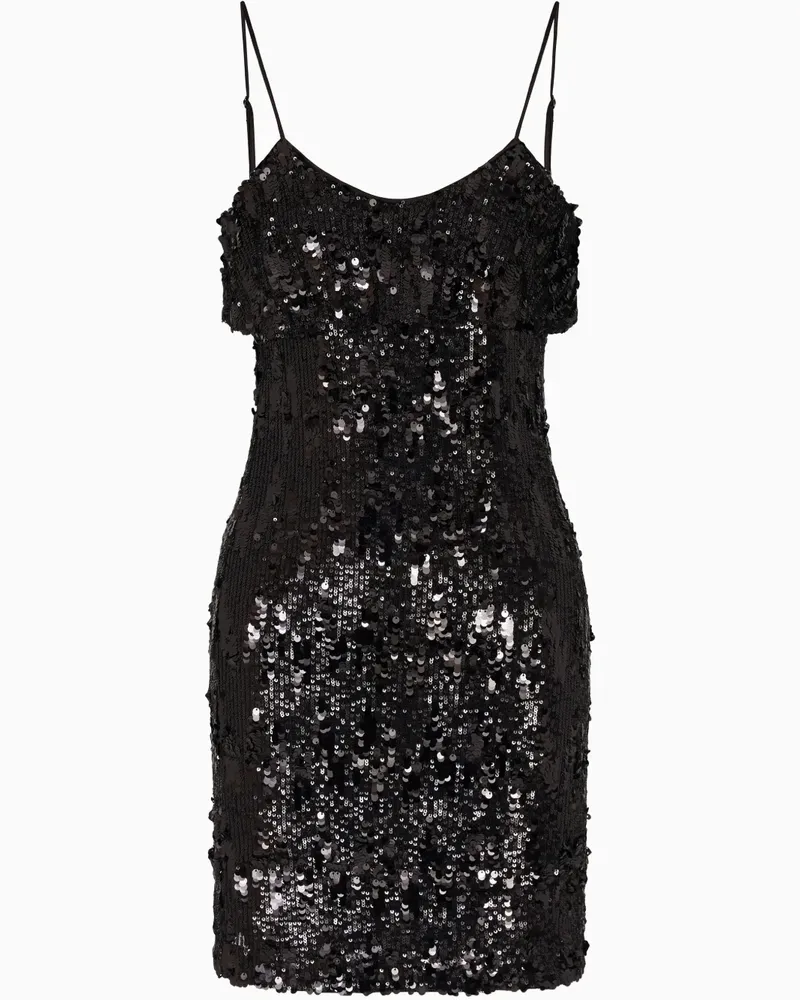 Armani Exchange Ärmelloses Paillettenkleid - Schwarz Schwarz