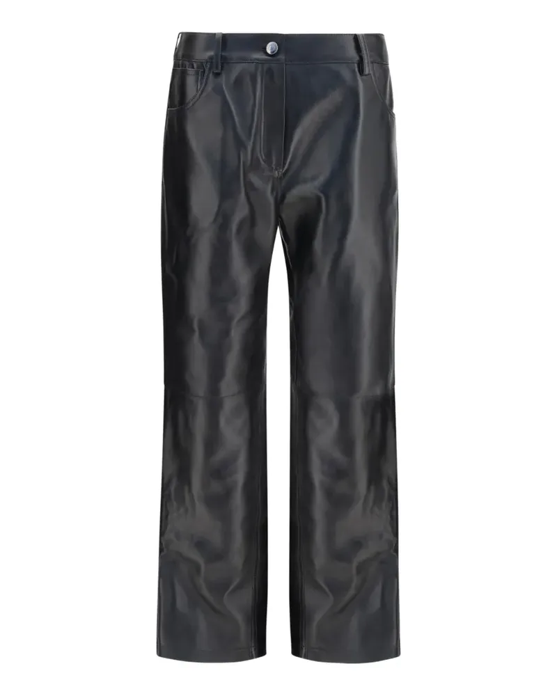 Magda Butrym Lederhose mit geradem Bein - Schwarz Schwarz