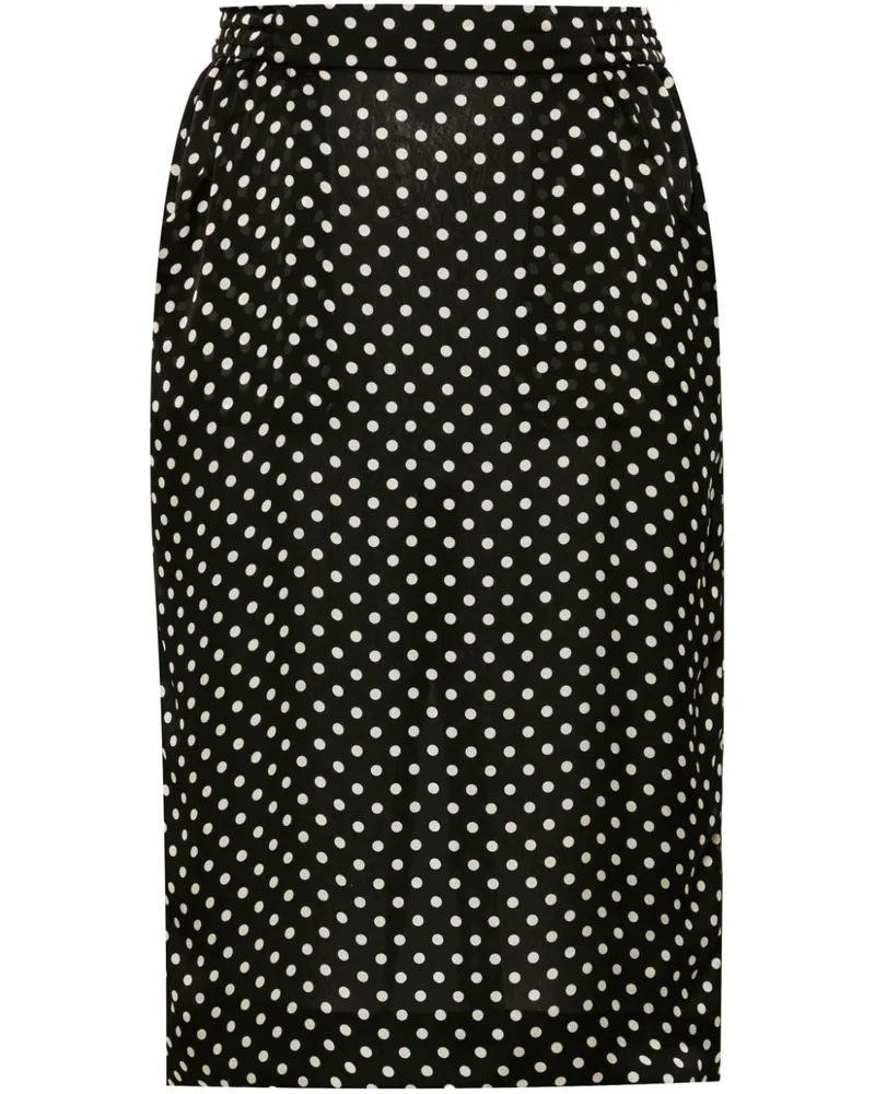 Saint Laurent Midirock aus Seide mit Polka Dots - Schwarz Schwarz