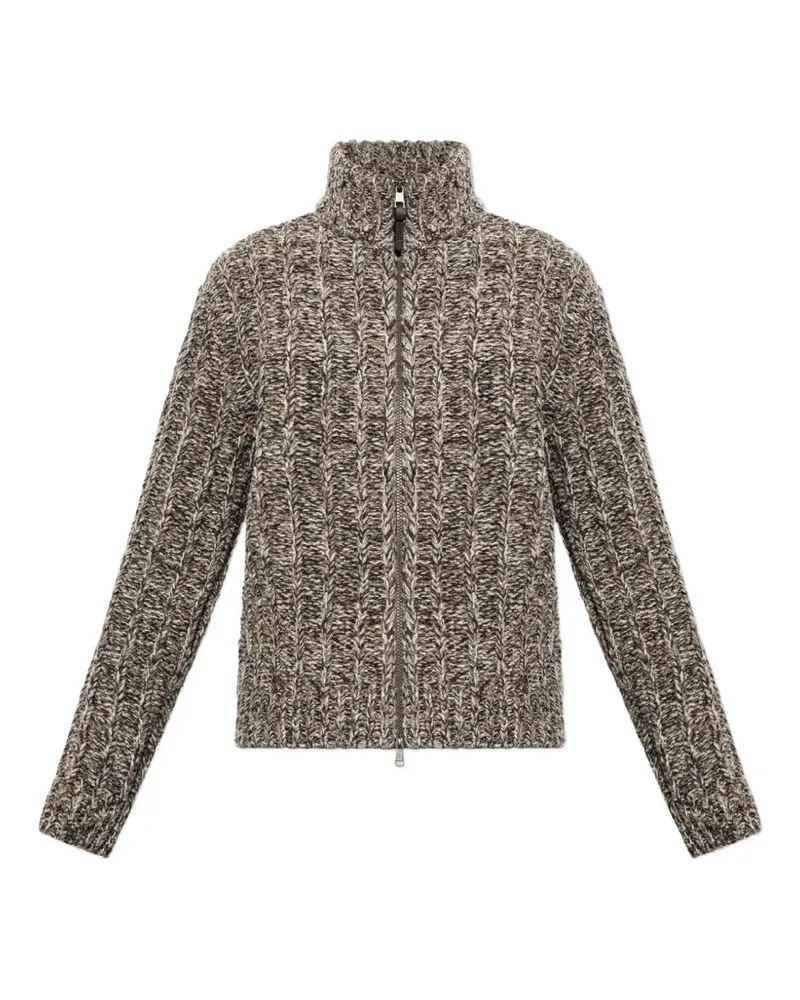 Moncler wool blend bouclé zip-up cardigan - Braun Braun