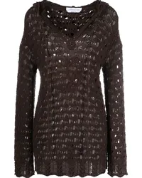 Blumarine Pullover in Pointelle-Strick Braun