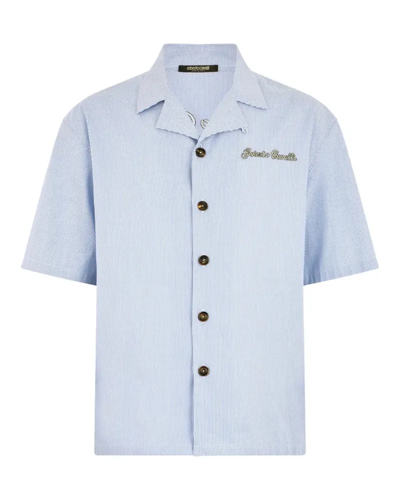 Roberto Cavalli logo-embroidered striped shirt - Blau Blau