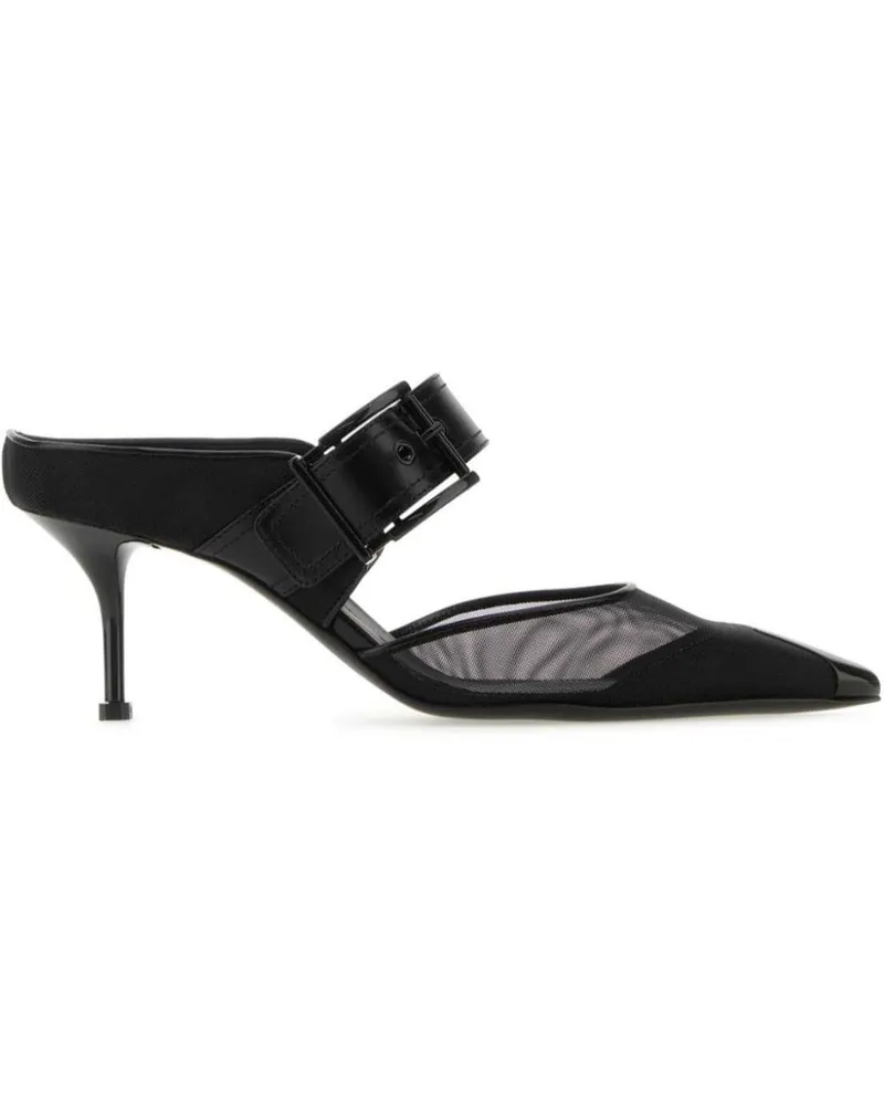 Alexander McQueen Punk Mesh-Mules mit Schnalle 65mm - Schwarz Schwarz