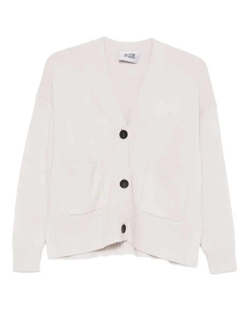 Alpha Studio fine-ribbed cardigan - Grau Grau
