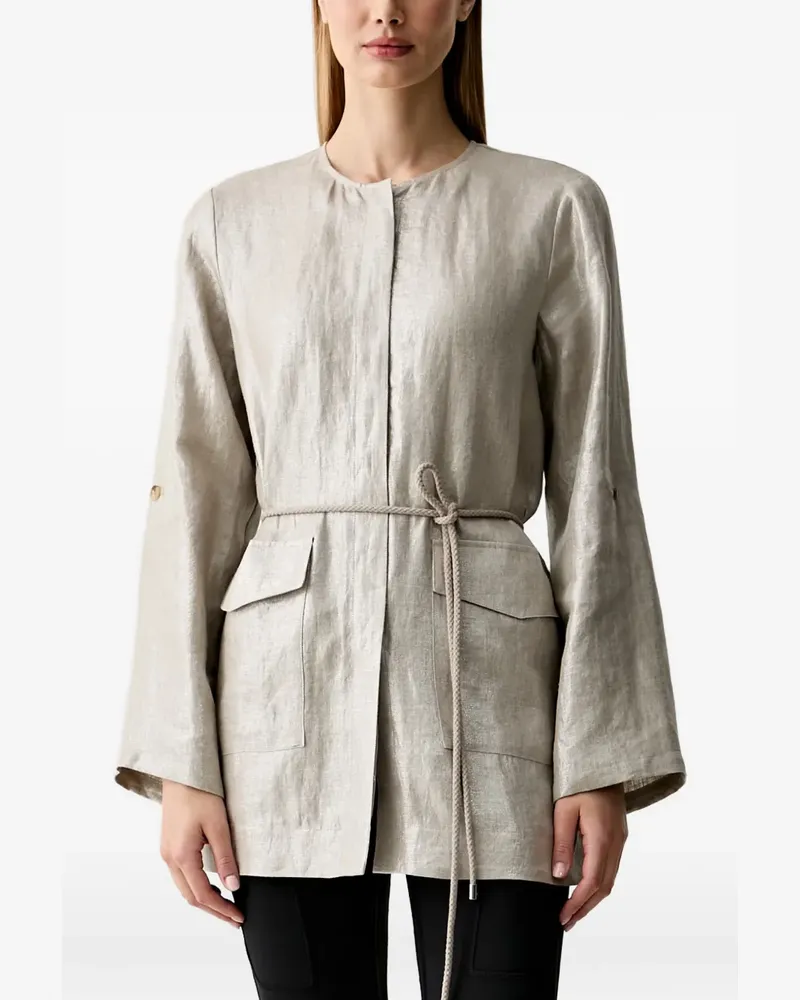 Joseph Ribkoff metallic-effect belted jacket - Nude Nude