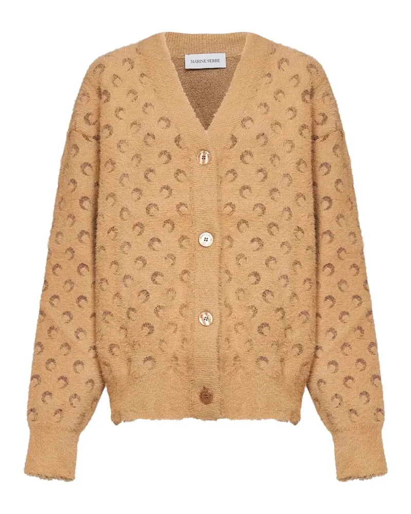 Marine Serre Moon jacquard cardigan - Nude Nude