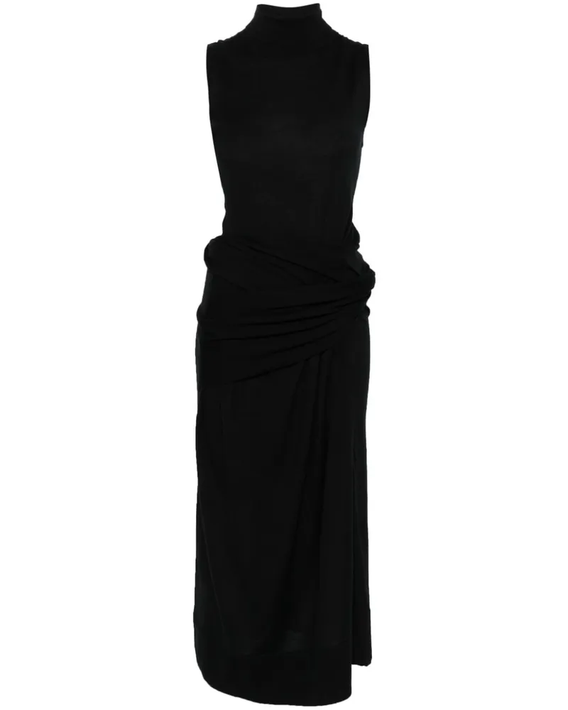 Totême Drapiertes Midikleid - Schwarz Schwarz