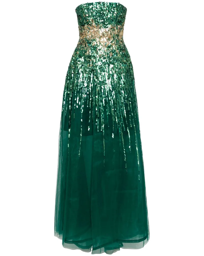 Saiid Kobeisy Schulterfreies Midikleid mit Stickerei - Grün Grün