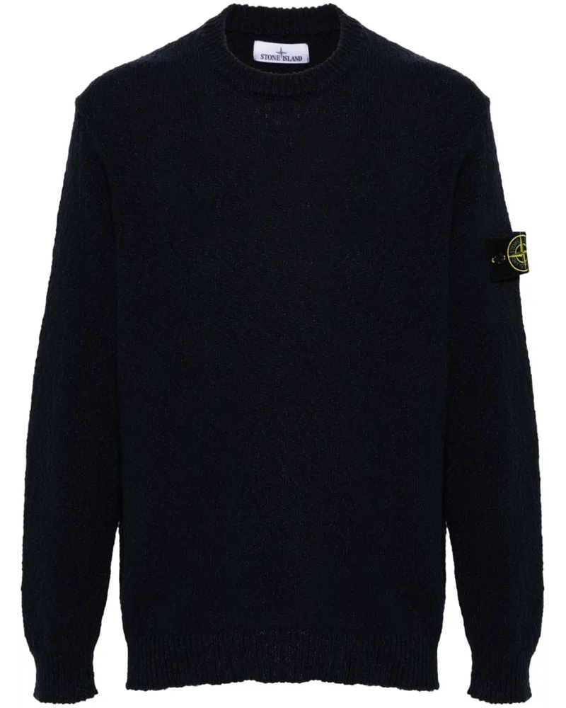 Stone Island Gestreifter Pullover mit Kompass-Patch - Blau Blau