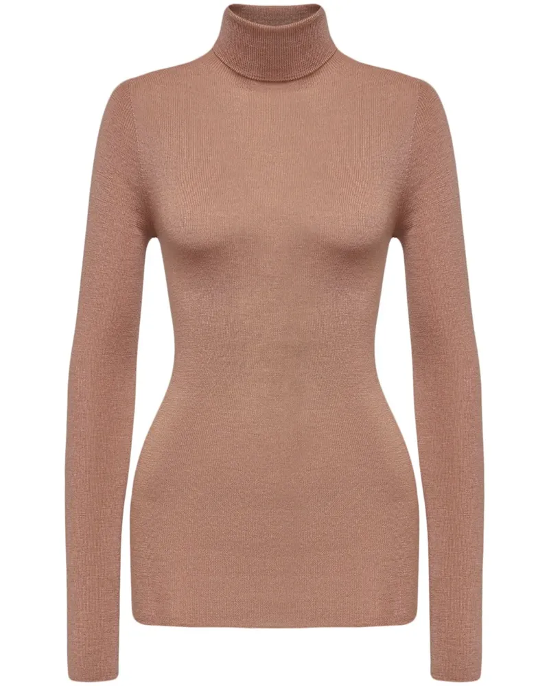 12 STOREEZ Rollkragenpullover aus Merinowolle - Rosa Rosa