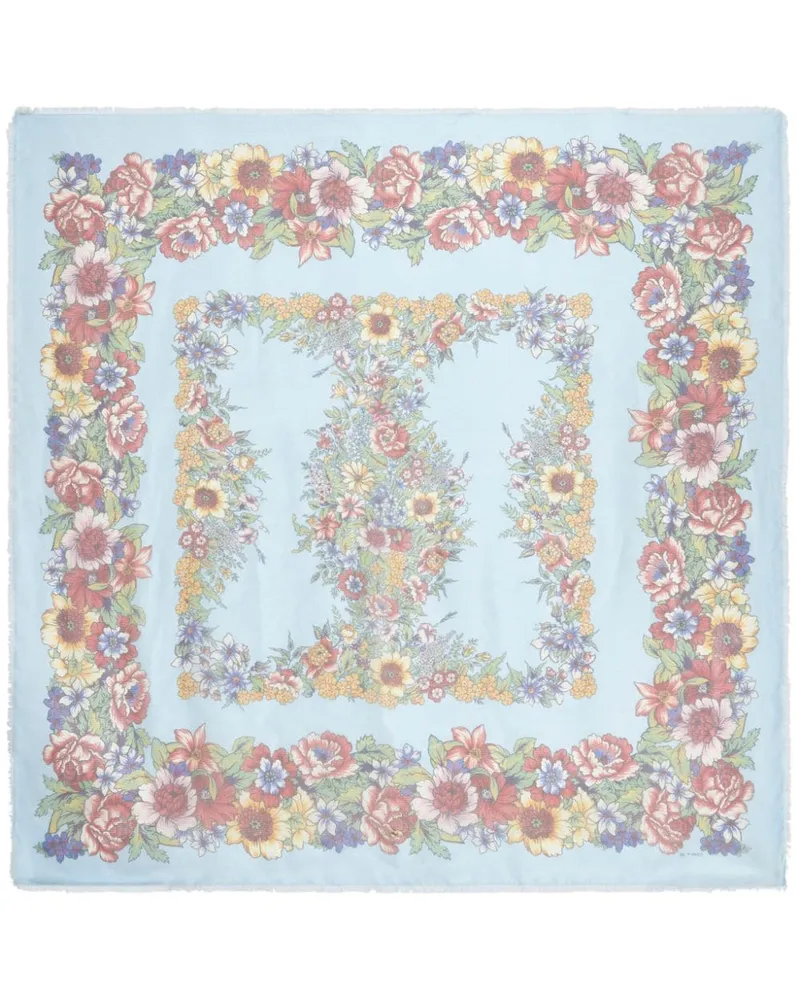 Etro Seidenschal mit Blumen-Print - Blau Blau