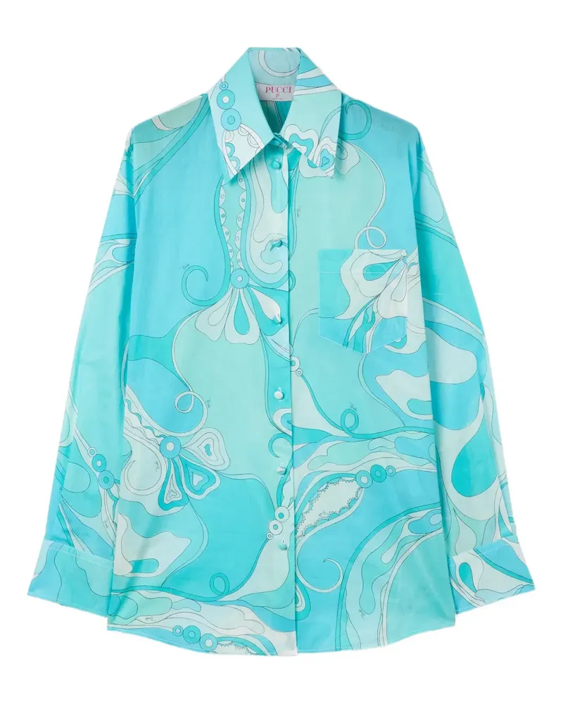 Emilio Pucci Hemd mit Orchidee-Print - Blau Blau