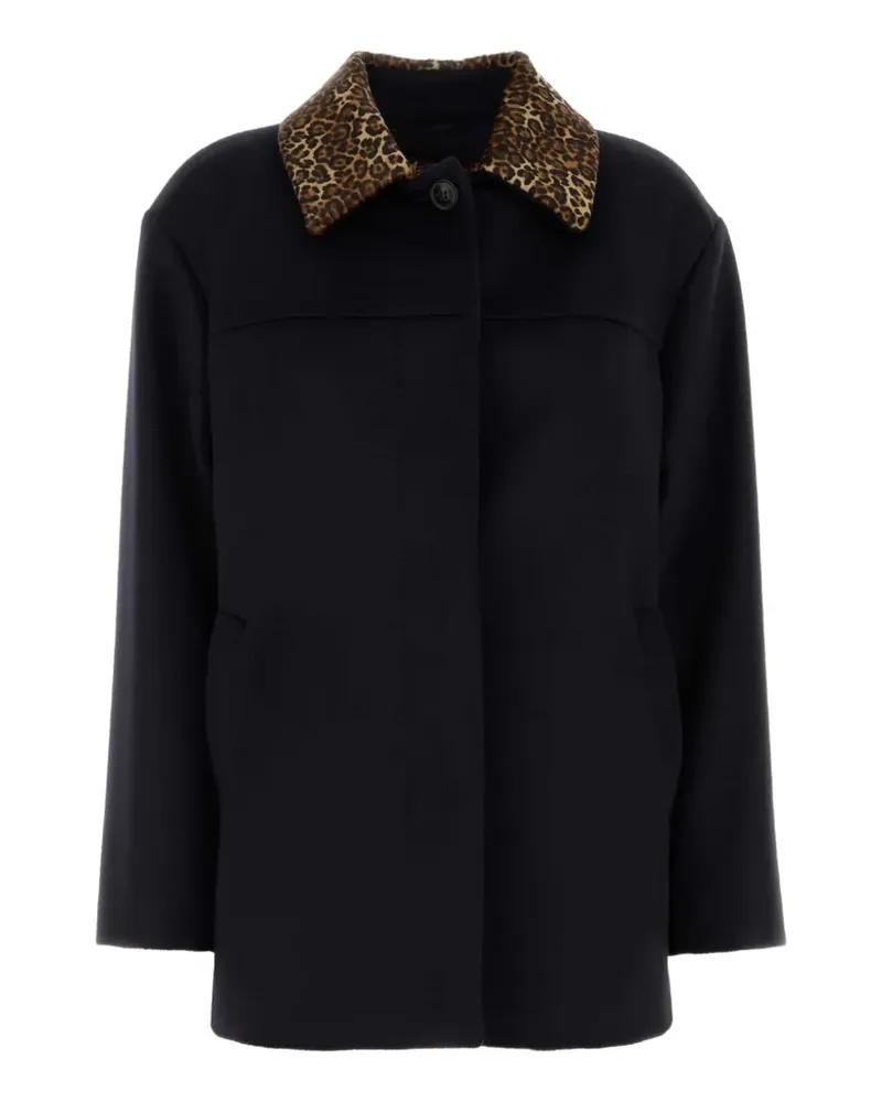 Max Mara Calamo Mantel mit Leopardenprint - Blau Blau
