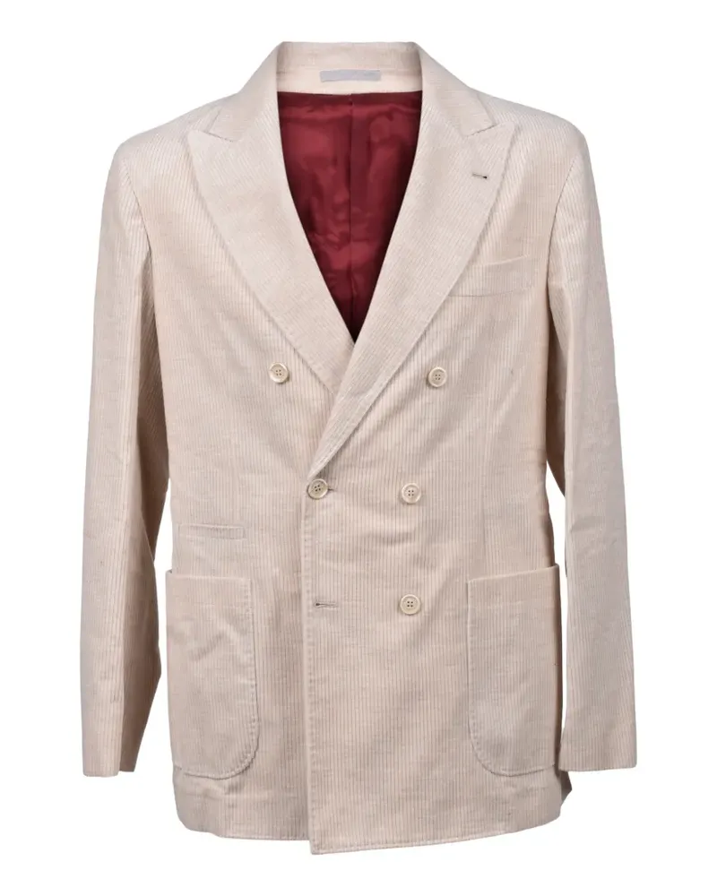 Brunello Cucinelli corduroy double-breasted blazer - Nude Nude