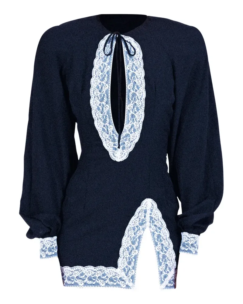 Rowen Rose lace-trim keyhole-detail dress - Blau Blau
