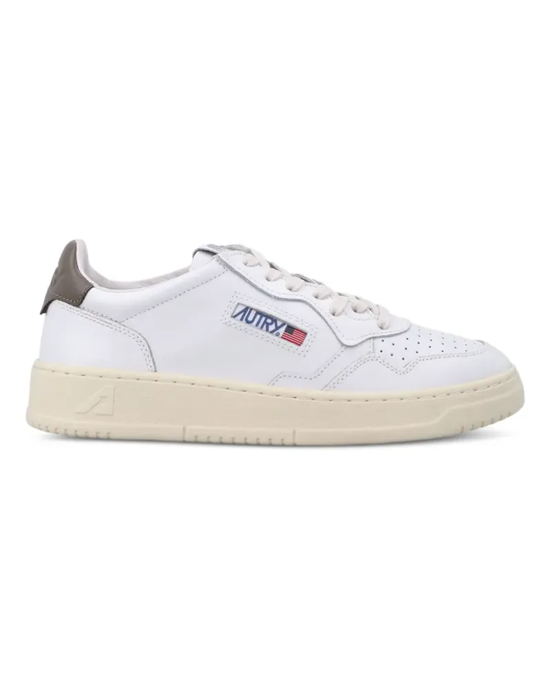 AUTRY Medalist low sneakers in white and chocolate leather - Weiß Weiß