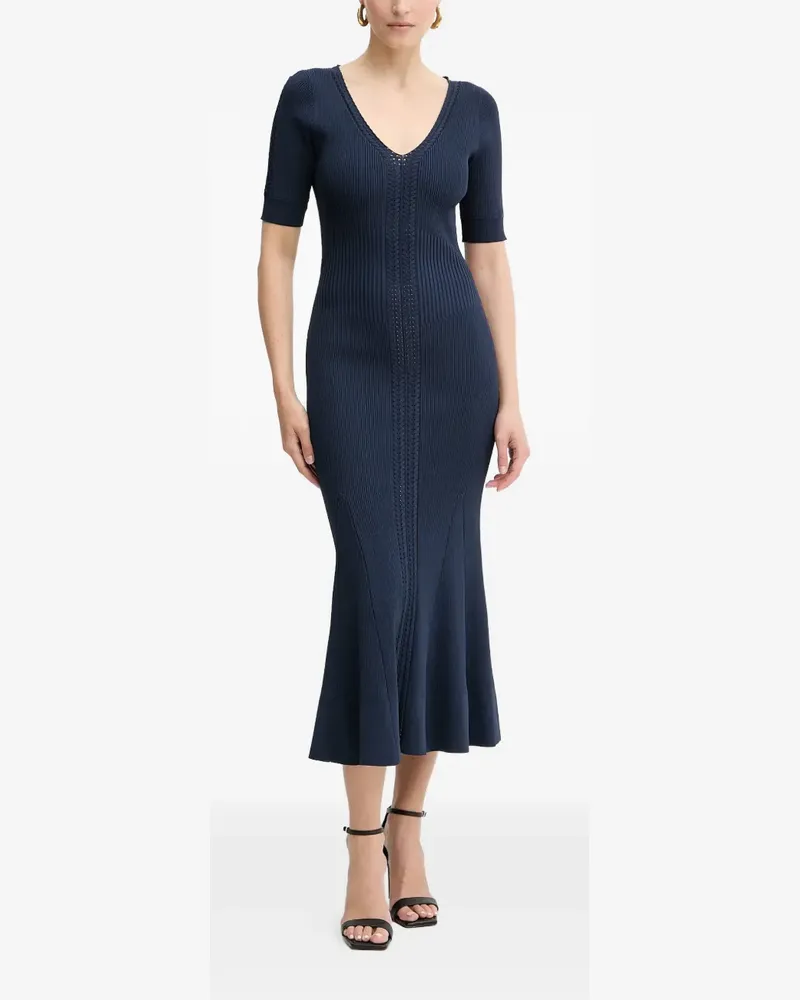 Hervé Léger Aria V-neck midi dress - Blau Blau