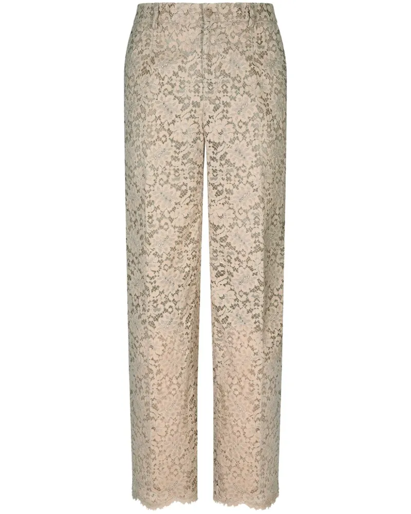 Dolce & Gabbana Tapered-Hose mit Cordonetto-Spitze - Nude Nude