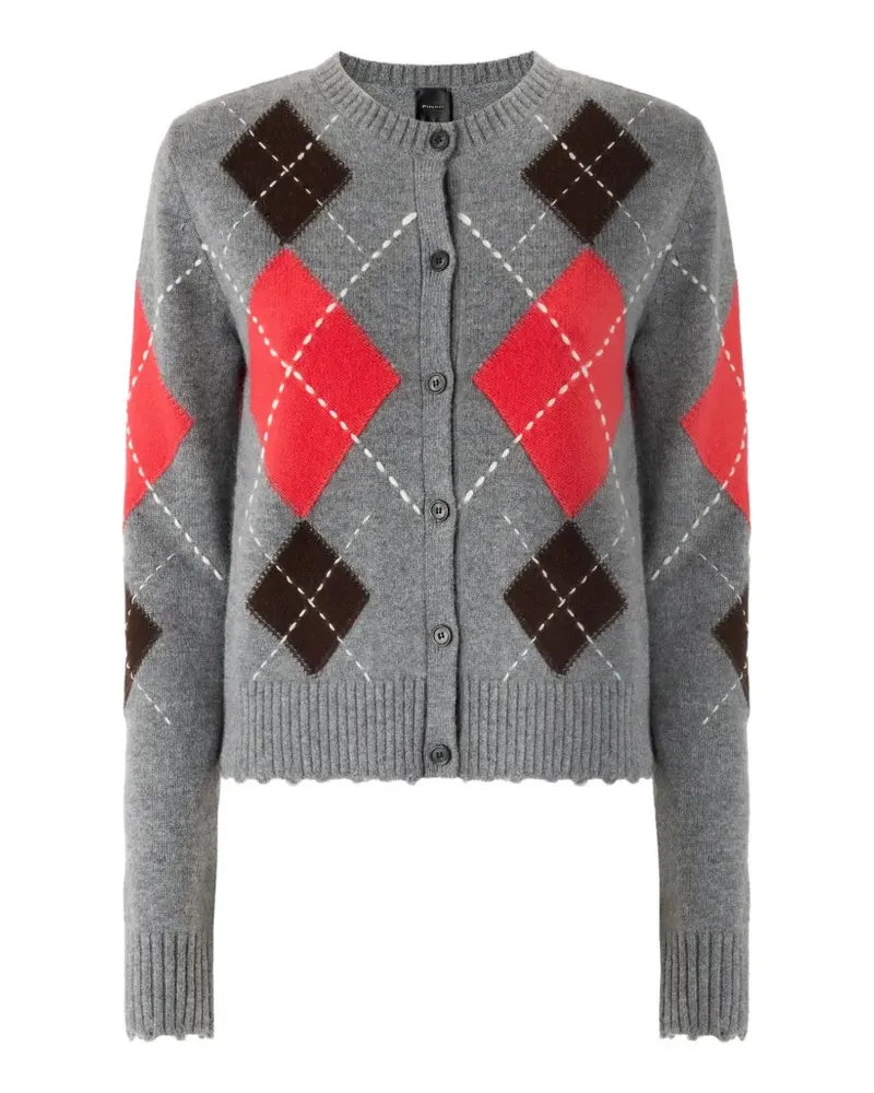 Pinko Cardigan mit Argyle-Intarsie - Grau Grau