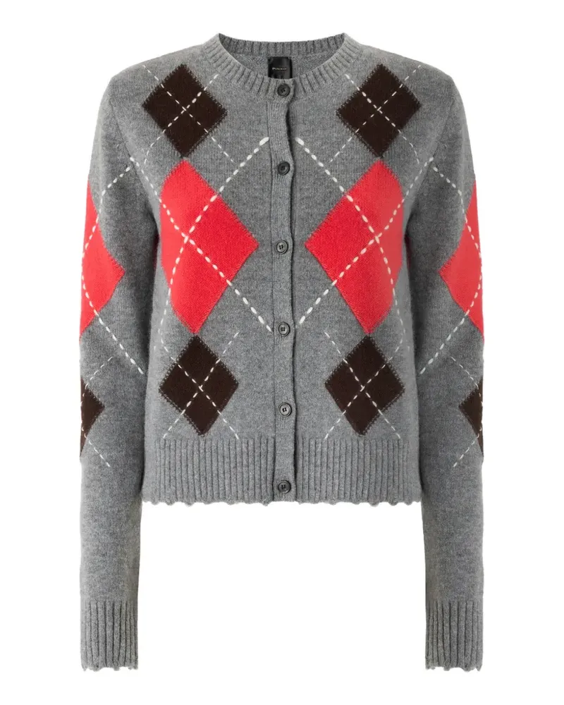 Pinko Cardigan mit Argyle-Intarsie - Grau Grau