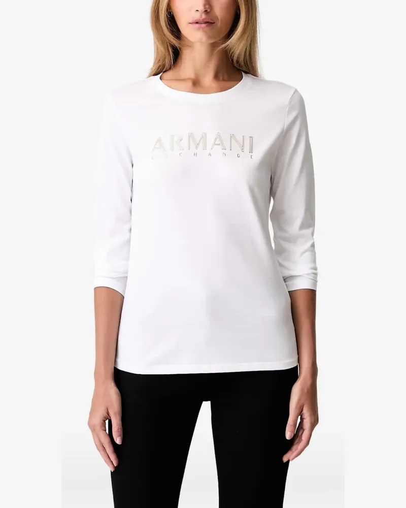 Armani Exchange Langarmshirt mit Logo-Print - Weiß Weiß