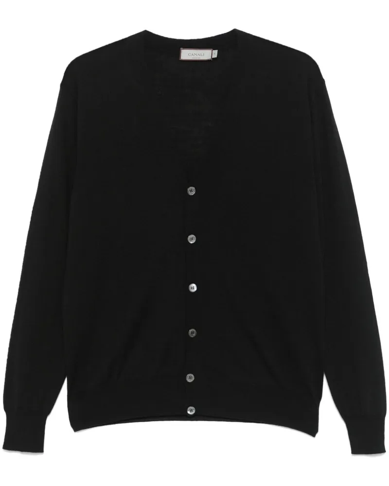 Canali Fein gestrickter Cardigan - Schwarz Schwarz