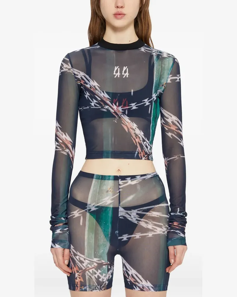 44 LABEL GROUP long-sleeve tulle top - Schwarz Schwarz