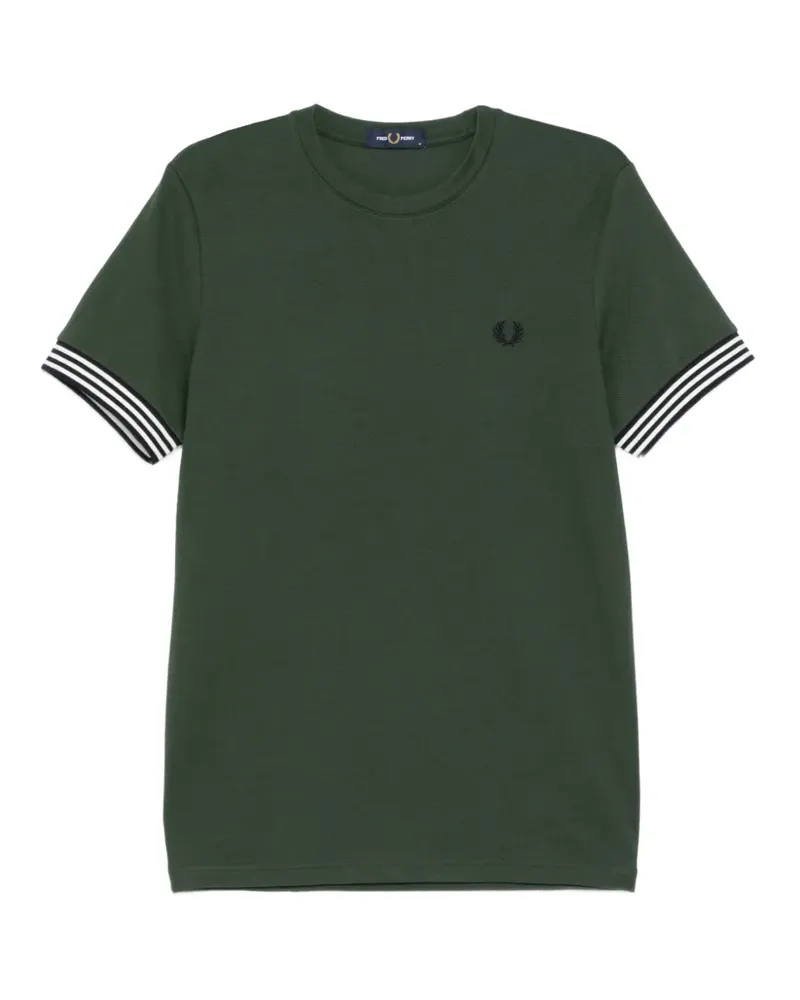 Fred Perry Gestreiftes T-Shirt mit Logo - Grün Grün