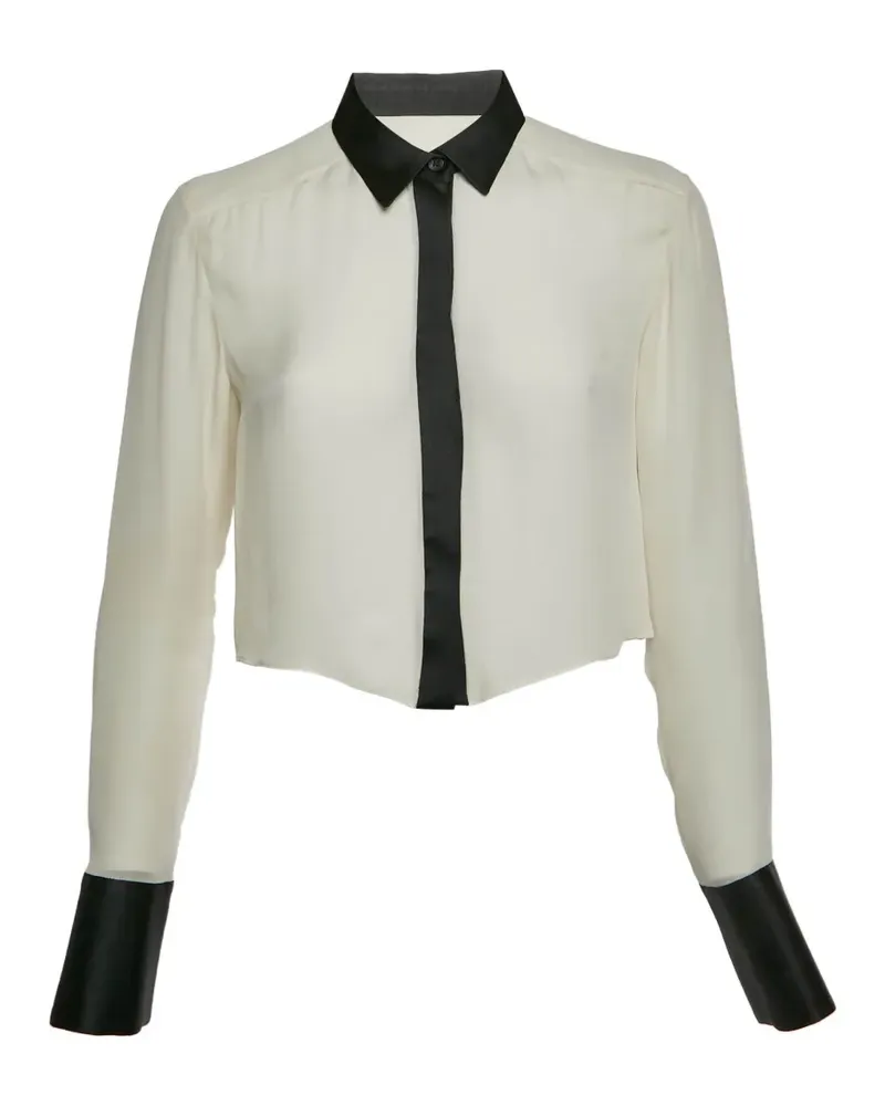 Alice + Olivia cropped silk shirt - Grau Grau