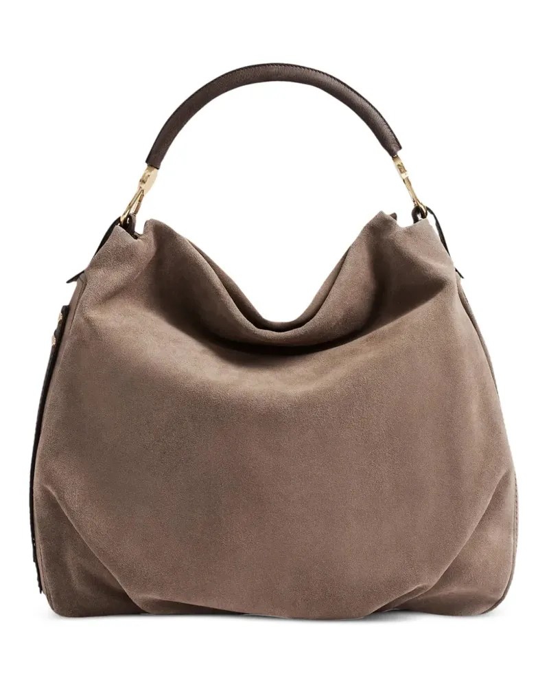 Borbonese Mittelgroße Bice Schultertasche aus Wildleder - Braun Braun
